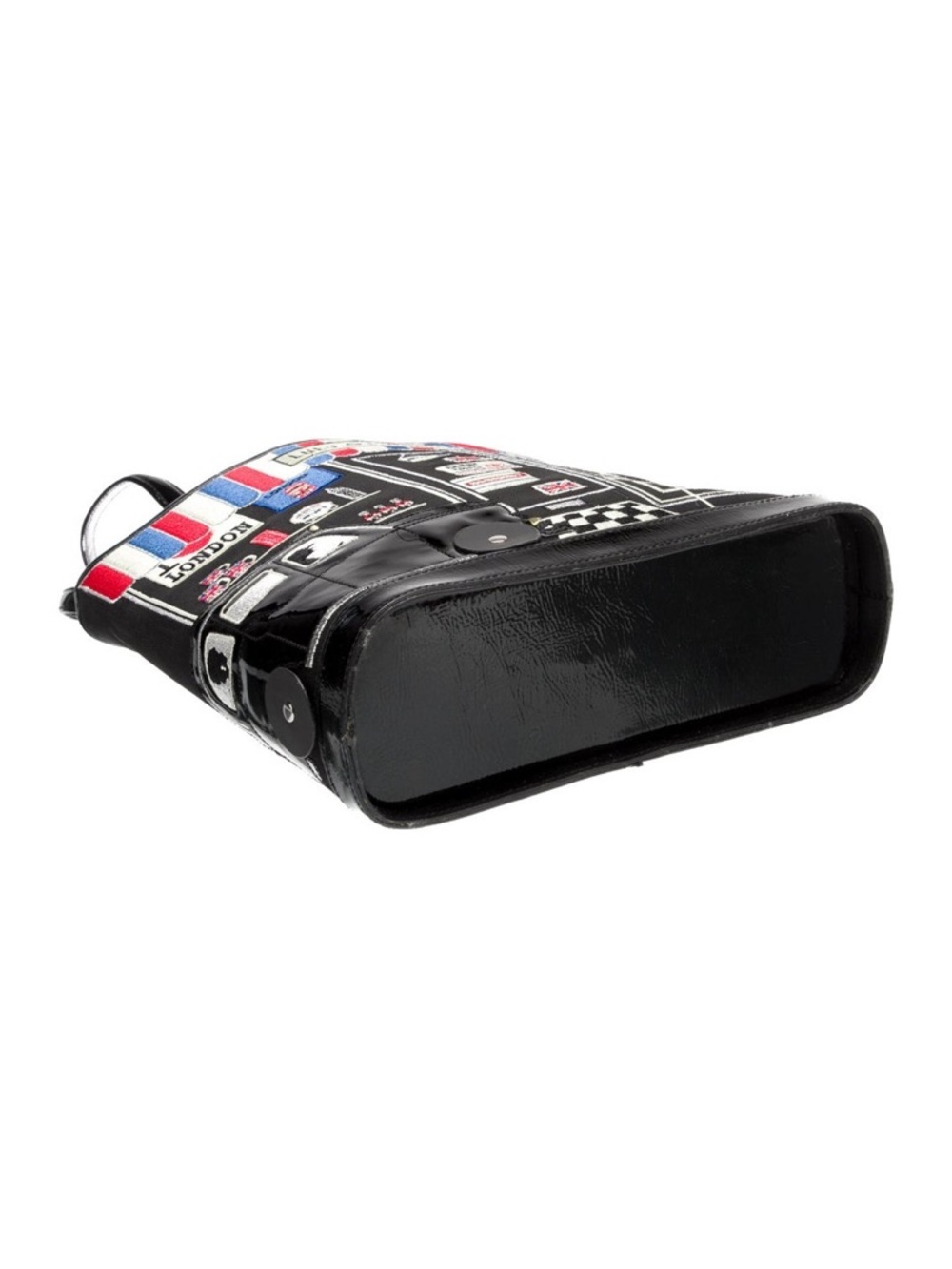 Lulu Guinness Black Tote with Red, Blue & White London Shopfront Appliqué - Picture 5 of 6